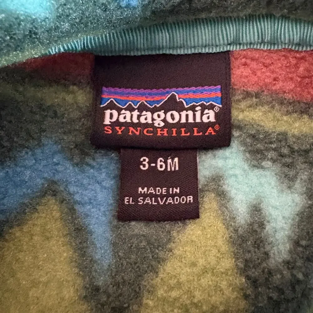 Patagonia Synchilla Mountain Aztec Teal Fleece Zip Up Vest